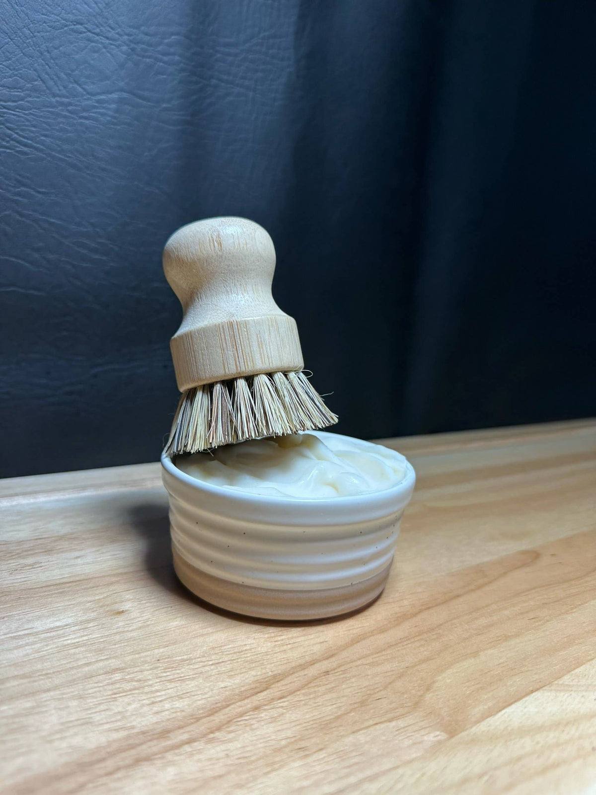 Solid Tallow Dish Soap Starter Set with Ramekin & Bamboo Scrub Brush