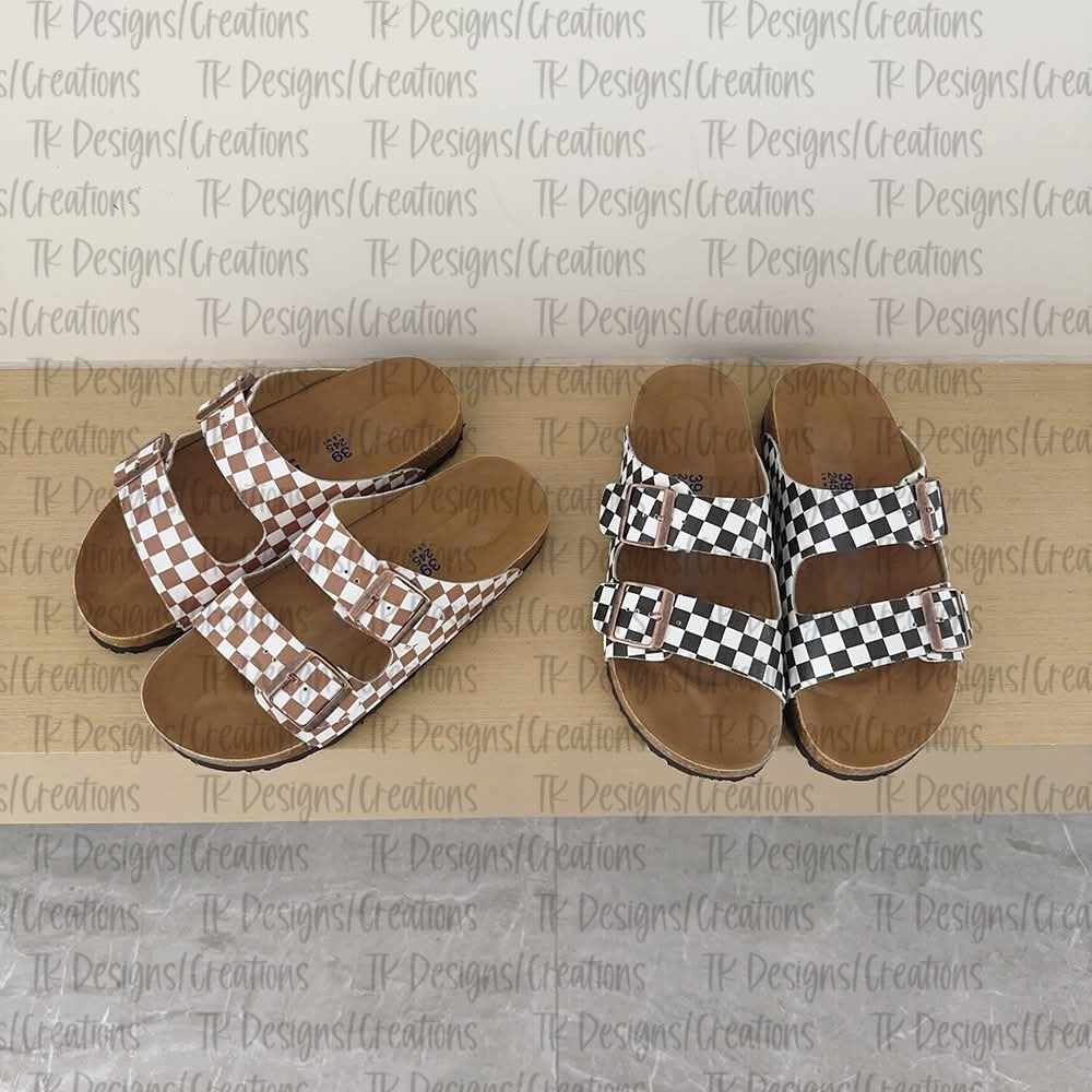 PREORDER: Checkered Two Strap Sandals 4.27.26