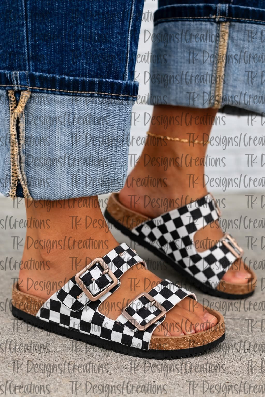 PREORDER: Checkered Two Strap Sandals 4.27.26