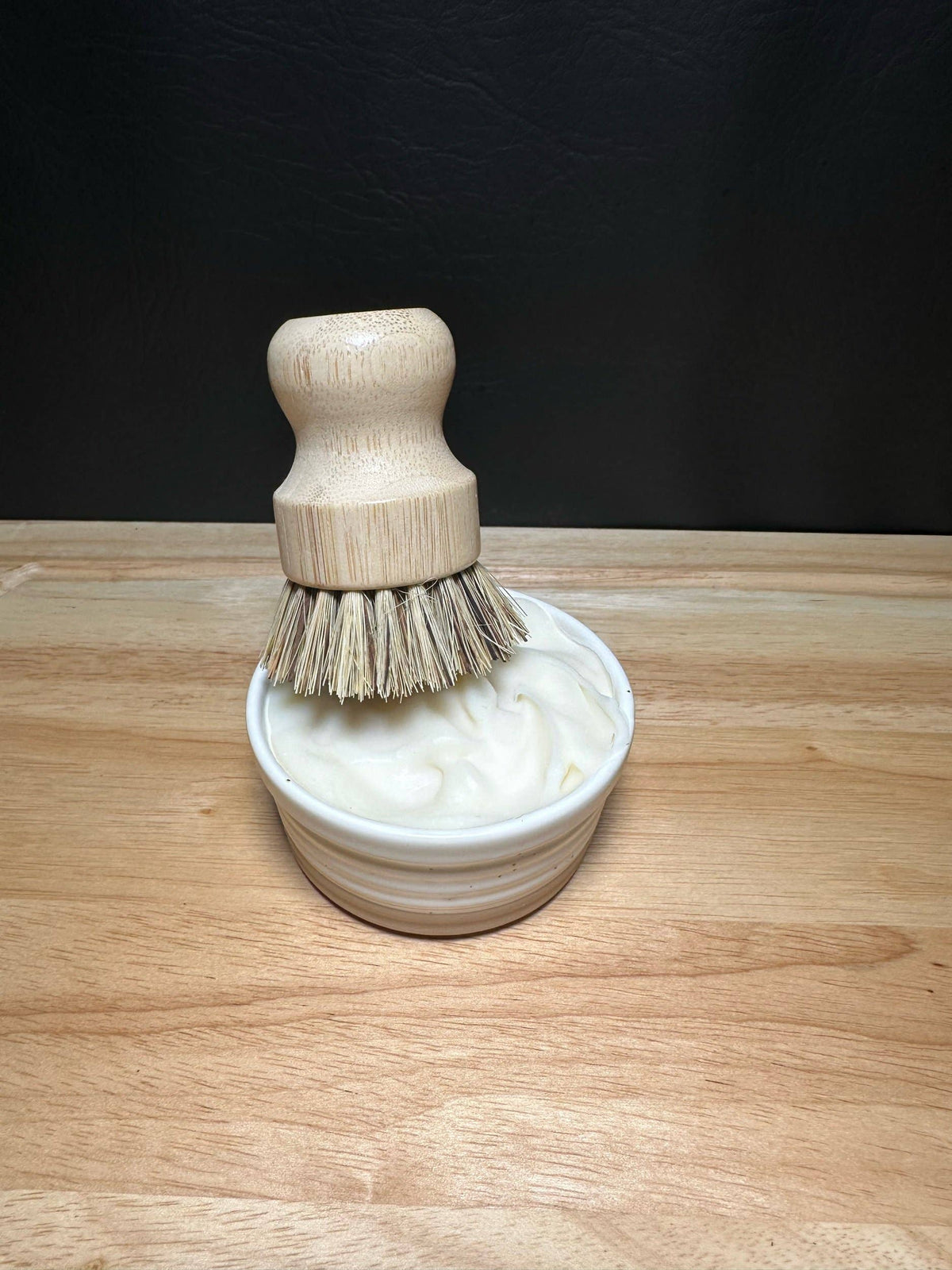 Solid Tallow Dish Soap Starter Set with Ramekin & Bamboo Scrub Brush
